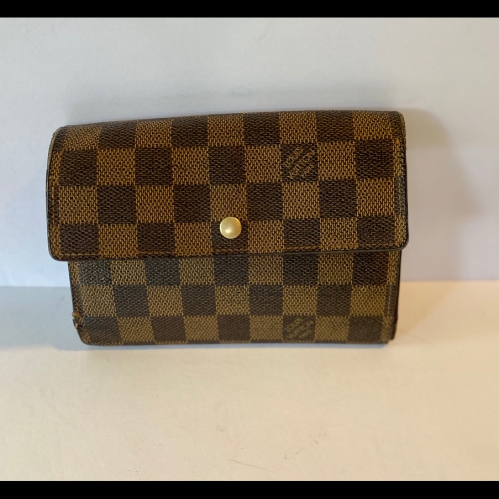 LOUIS VUITTON Porte Tresor Wallet in Damien Ebene good condition with box *